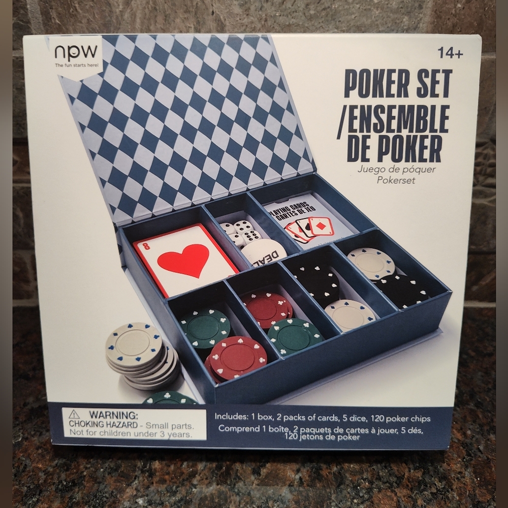 Poker Set with 2 Decks Of Cards, Chips, And Dice